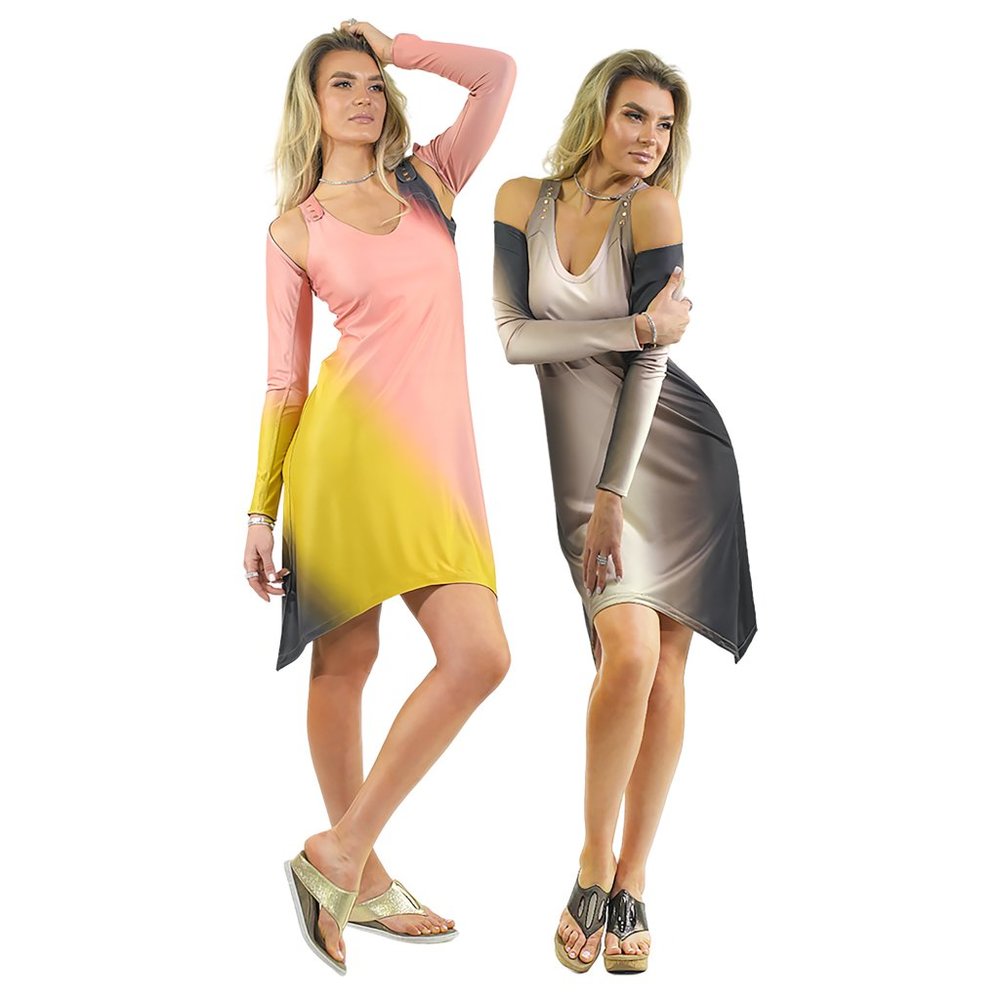 Reversible & Adjustable 2 Piece Set - Dress & Shrug Combo in Coral/Black
